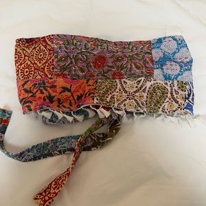 Day off strapless tassel patch top